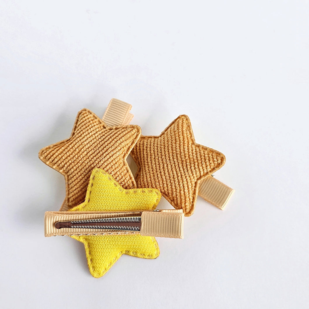 Starla - Shimmery Ribbed Star Single Clips - 6 Colour Choices