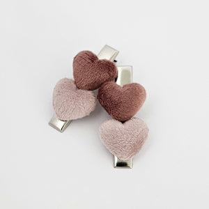 4cm Velvet Heart 2 Tone Clip Duos - NEW COLOUR ADDED