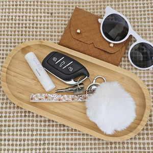 Sienna - Slim Wristlet Keychain With White Pompom