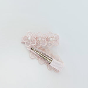 57mm Single Organza Flower Bar Clips - 3 Colour Choices