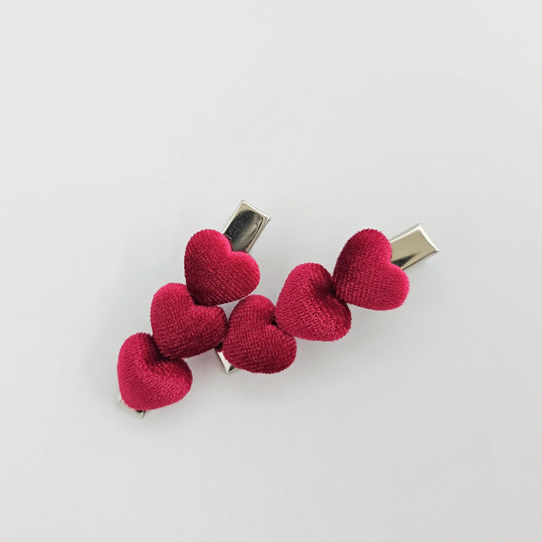 Ribbed Velvety Heart 5.7cm Non-Slip Bar Clips