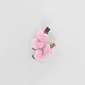 4cm Warm Fuzzy Heart Clip Pairs (3 Colour Choices)