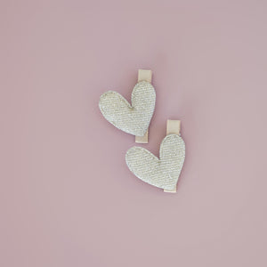 5.7cm Padded Lurex Heart Single Clips