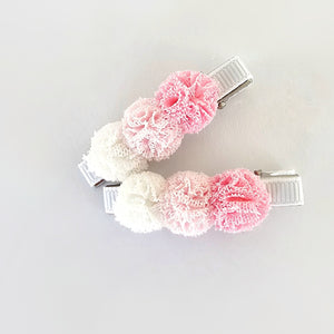 NEW COLOURS ADDED - 4.5cm Pompom Tri-Colour Clip Duos