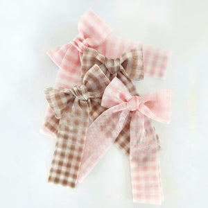 Luisa Single Gingham Mesh Big Sister Size Bows - 2 Colour Choices