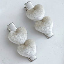NEW COLOUR ADDED - 4CM Ribbed Velvety Heart Clip Pairs