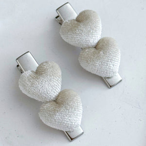 NEW COLOUR ADDED - 4CM Ribbed Velvety Heart Clip Pairs