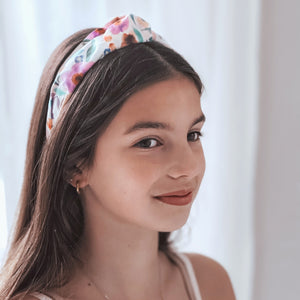 Watercolour Floral Knotted Cotton Headband