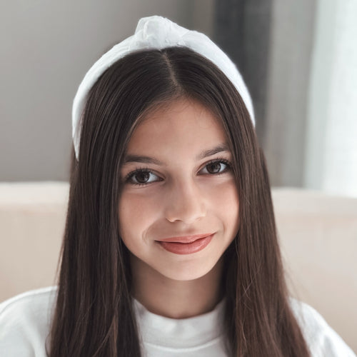 White Knotted Dobby Headband