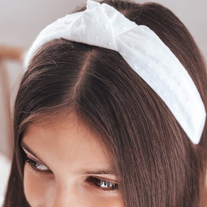 White Knotted Dobby Headband