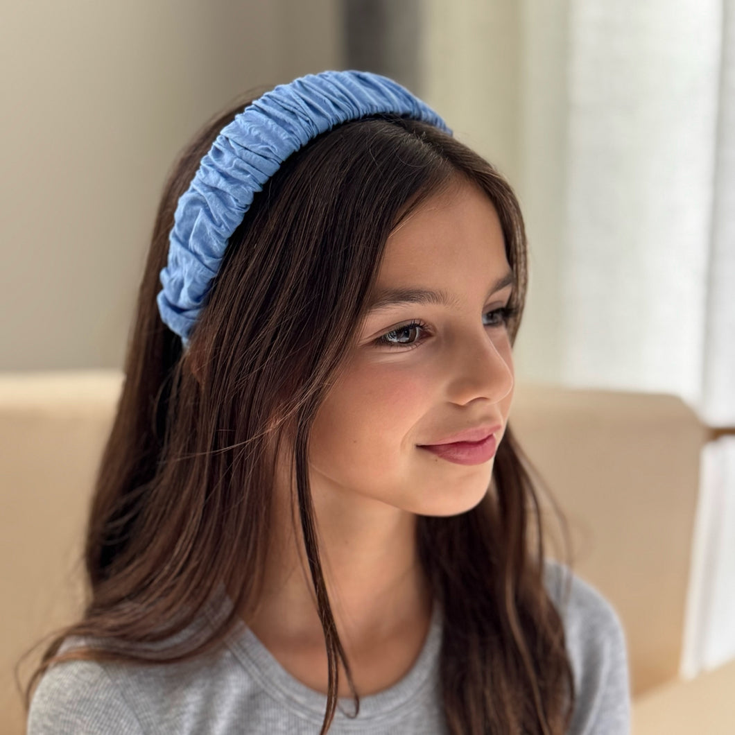 Cotton Seersucker 3.8cm Ruched Headbands (6 Colour Choices)