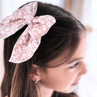 RESTOCKED - Large Dusky Pink Floral Muslin Bow