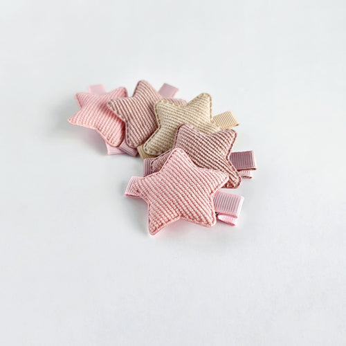 Starla - Shimmery Ribbed Star Single Clips - 6 Colour Choices