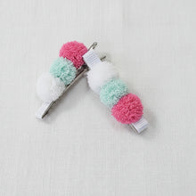 NEW COLOURS ADDED - 4.5cm Pompom Tri-Colour Clip Duos