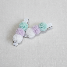 NEW COLOURS ADDED - 4.5cm Pompom Tri-Colour Clip Duos